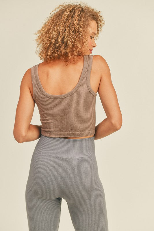 Ribbed Crop Tank - Mocha