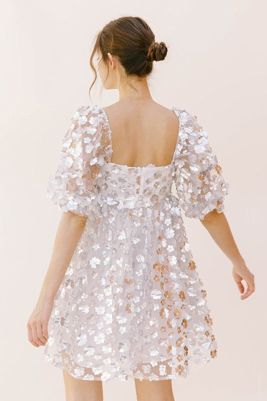 Silver Sheer Metallic Pedal Dress