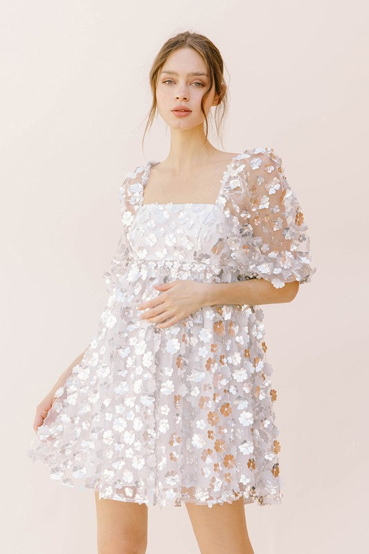 Silver Sheer Metallic Pedal Dress