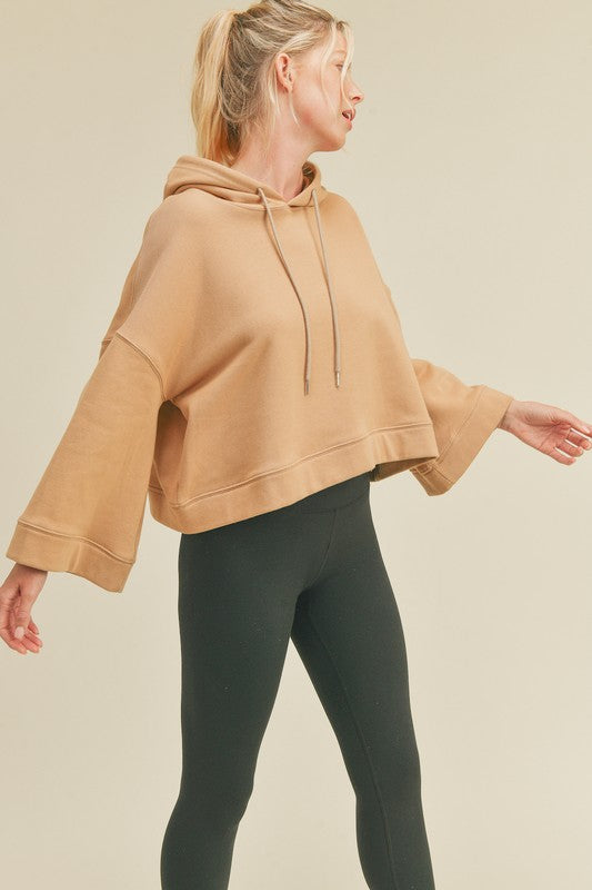 Cropped Oversized Hoodie - Camel