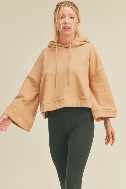 Cropped Oversized Hoodie - Camel