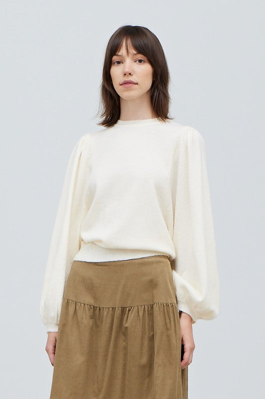 Soft Puff Sleeve Sweater - Ivory