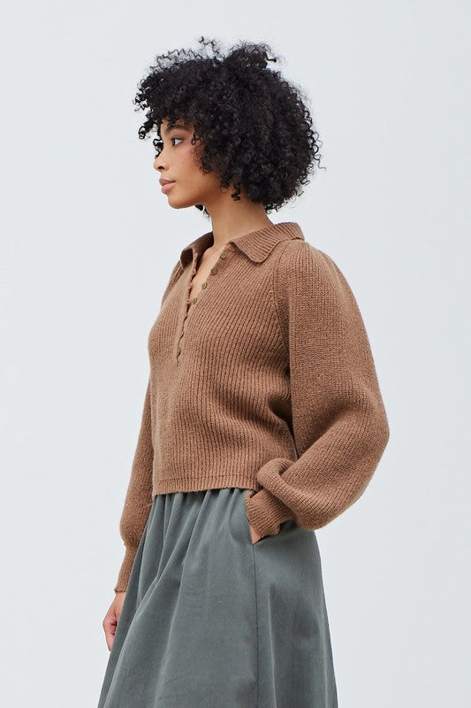 Mocha Collared Sweater