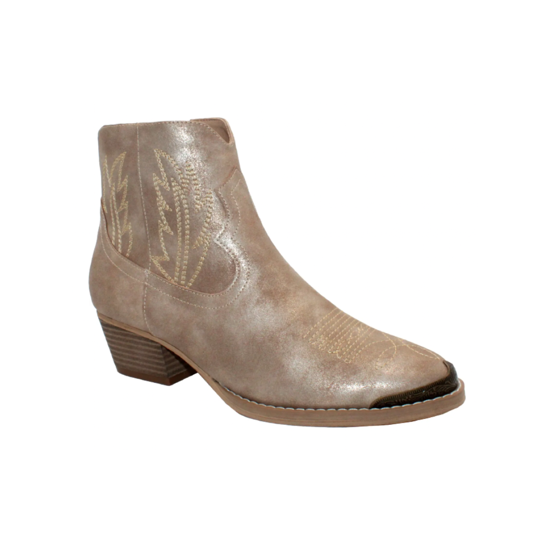 Veruca Metallic Wash Bootie - Champagne