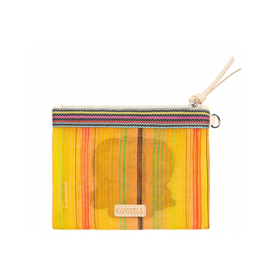 Elena Patch Mesh Mini Slim Zip Pouch