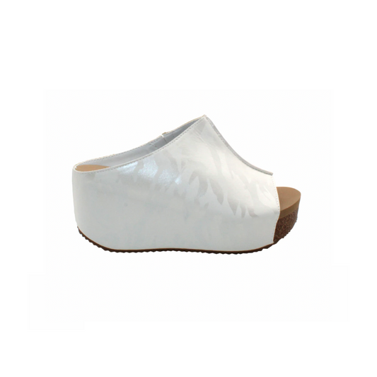 Peep Toe Wedge Sandal - White Camo