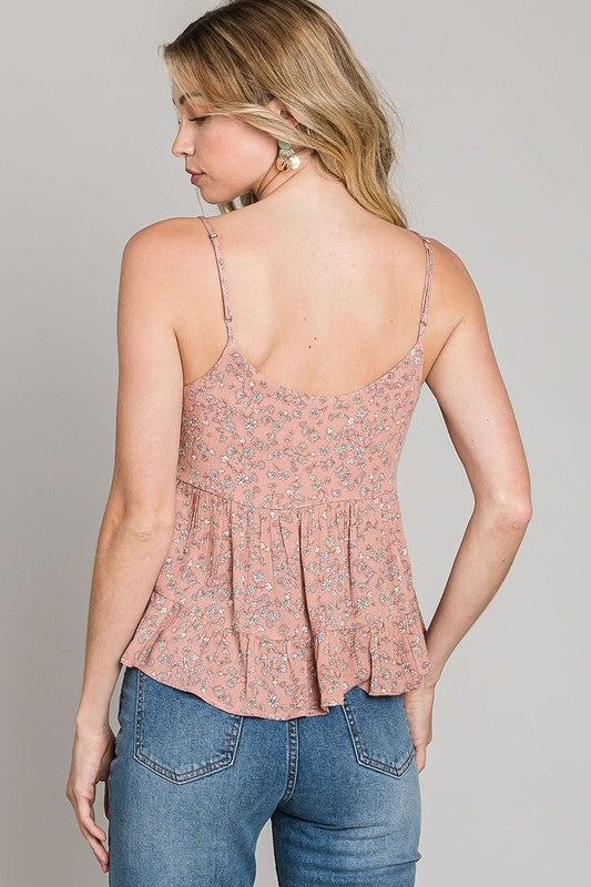 Aurora Floral Top - Coral Pink