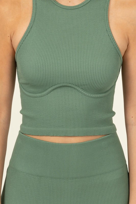 Ribbed RaceBack Tank - Fern