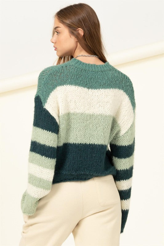 Shades of Green Stripe Sweater