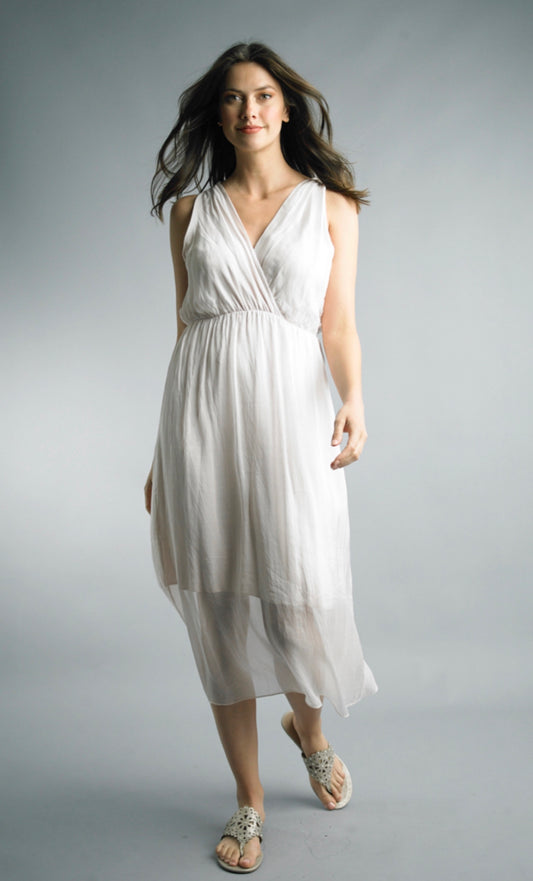 Italian Silk Sleeveless Dress - Pink
