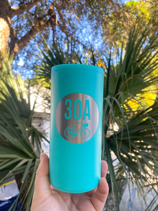 30A Skinny Can Cooler - Aqua