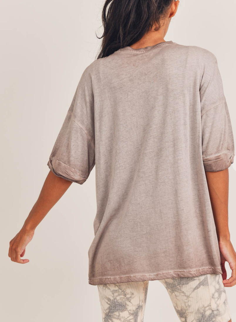 Oil Washed Loose Fit Pocket Tee