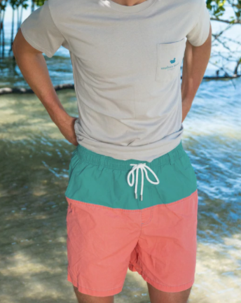 Seawash Swimtrunk- Teal/Coral