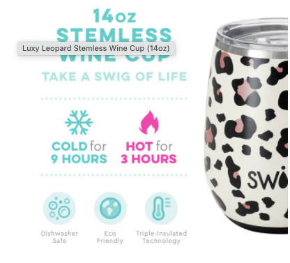 Stemless Wine Cup - Luxy Leopard