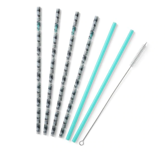 Incognito Camo & Aqua Reusable Straw Set