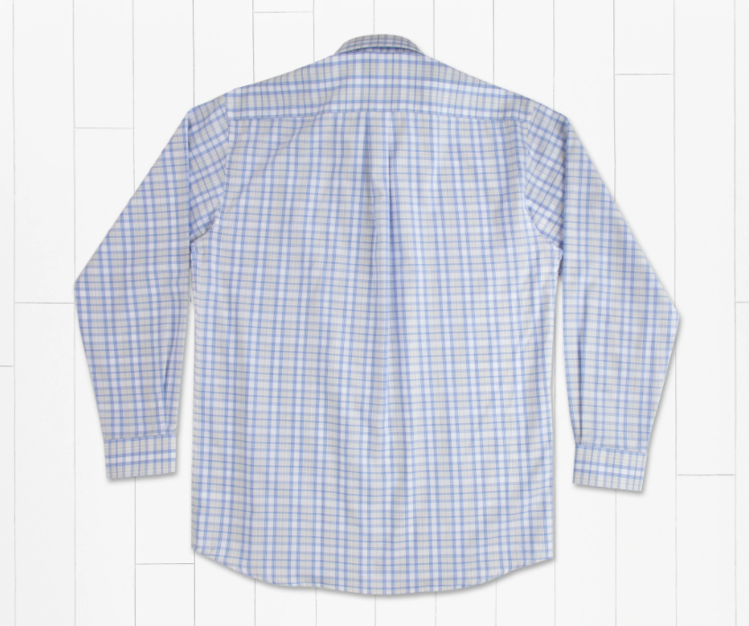 Winston Windowpane Dress Shirt - White & Royal