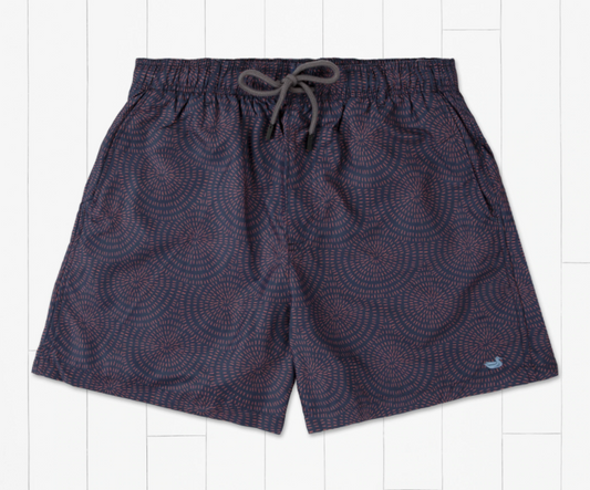 Bodrum Straits Lined Swim Trunk - Purple/Red