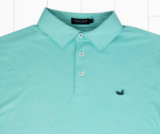 Biscayne Heather Performance Polo - Antiqua Blue