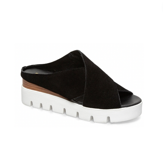 Silent D Criss Cross Sandal - Black Suede