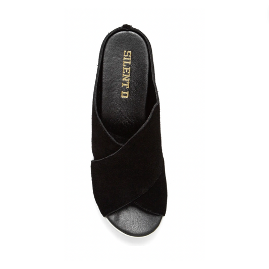 Silent D Criss Cross Sandal - Black Suede