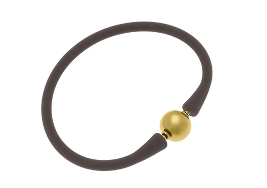 Bali 24K Gold Plated Ball Bead Silicone Bracelet