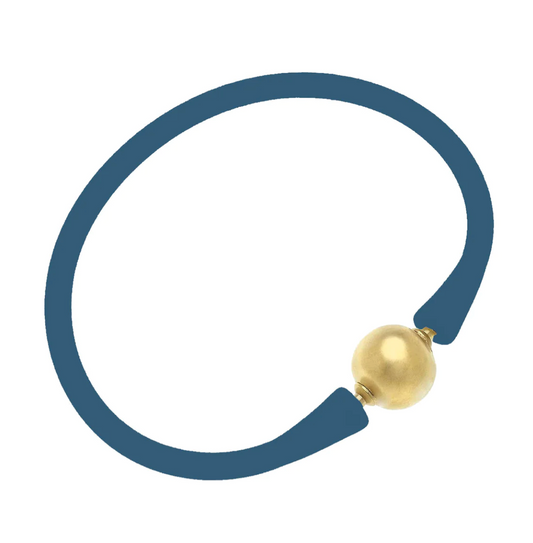 Bali 24K Gold Plated Ball Bead Silicone Bracelet