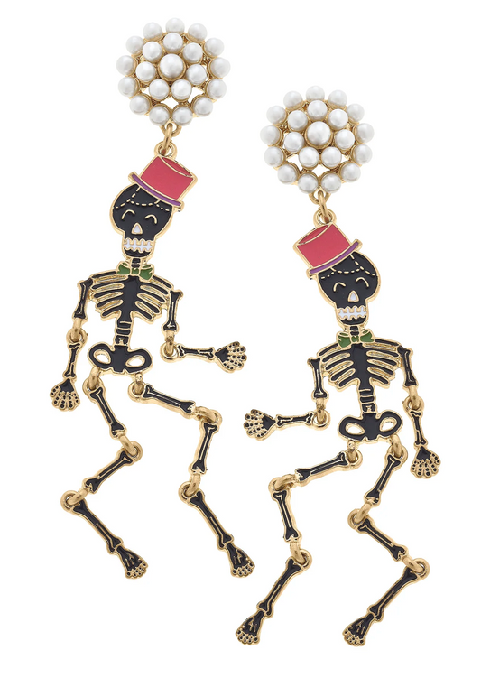 Halloween Enamel And Pearl Earrings