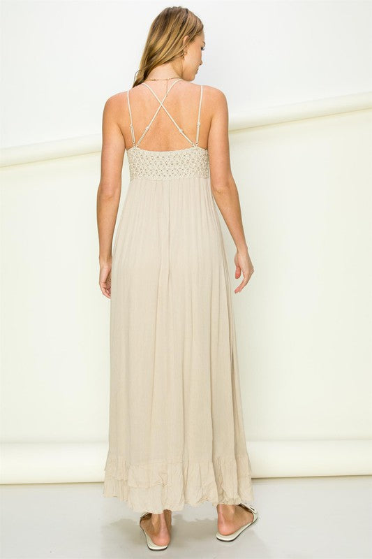 Lace Maxi Dress - Taupe