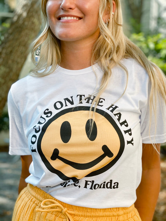 Focus On The Happy Graphic Tee - White