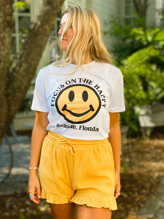 Focus On The Happy Graphic Tee - White