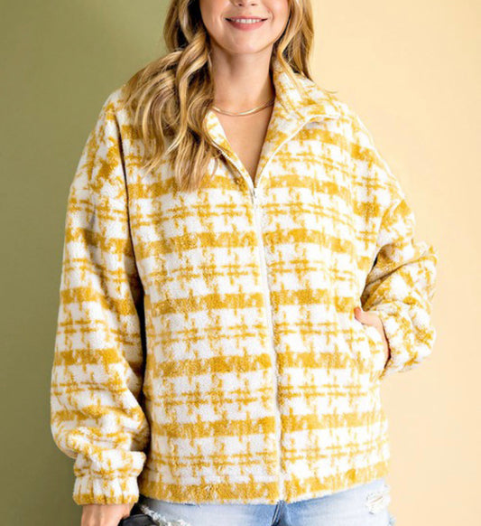 Houndstooth Sherpa Zip