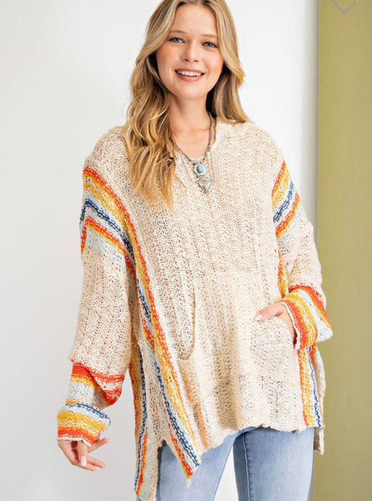 Natural Hoodie Front Pocket Sweater