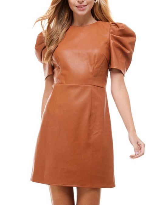 Cassie Pleather Puff Sleeve Dress