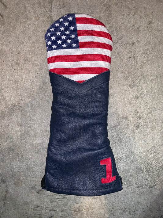 Golf Head Cover - Big American Flag