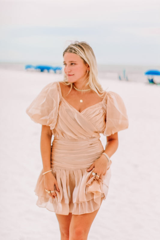 Iridessa Ruched Dress - Champagne